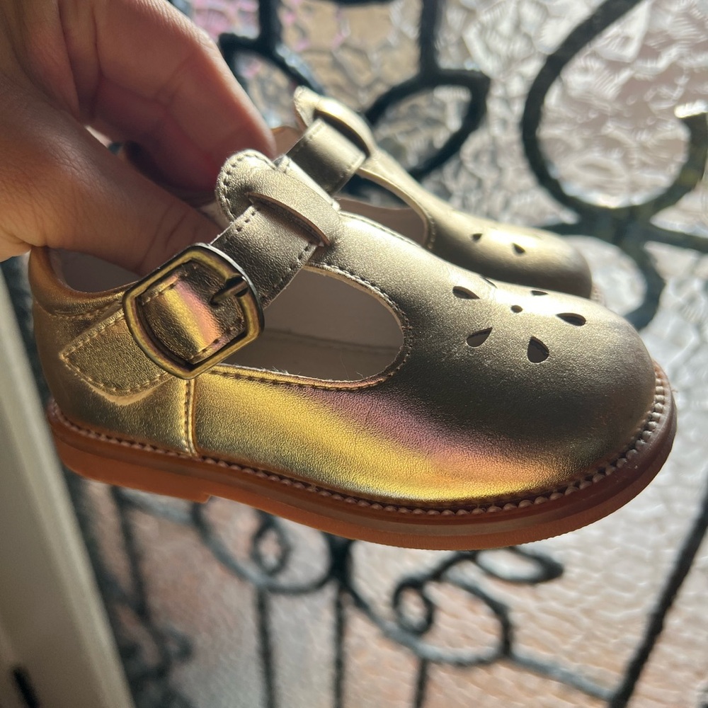 Gold Baby Mary Jane Shoes